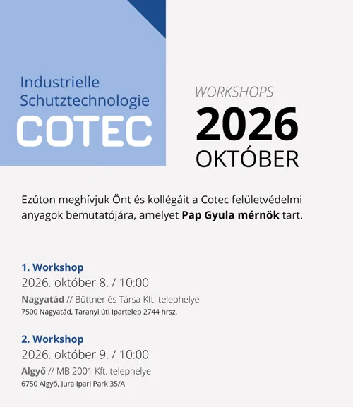 COTEC Workshops 2026 október – meghívó
